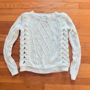 DIANE VON FURSTENBERG Knit Crochet Cream Sweater size Petite